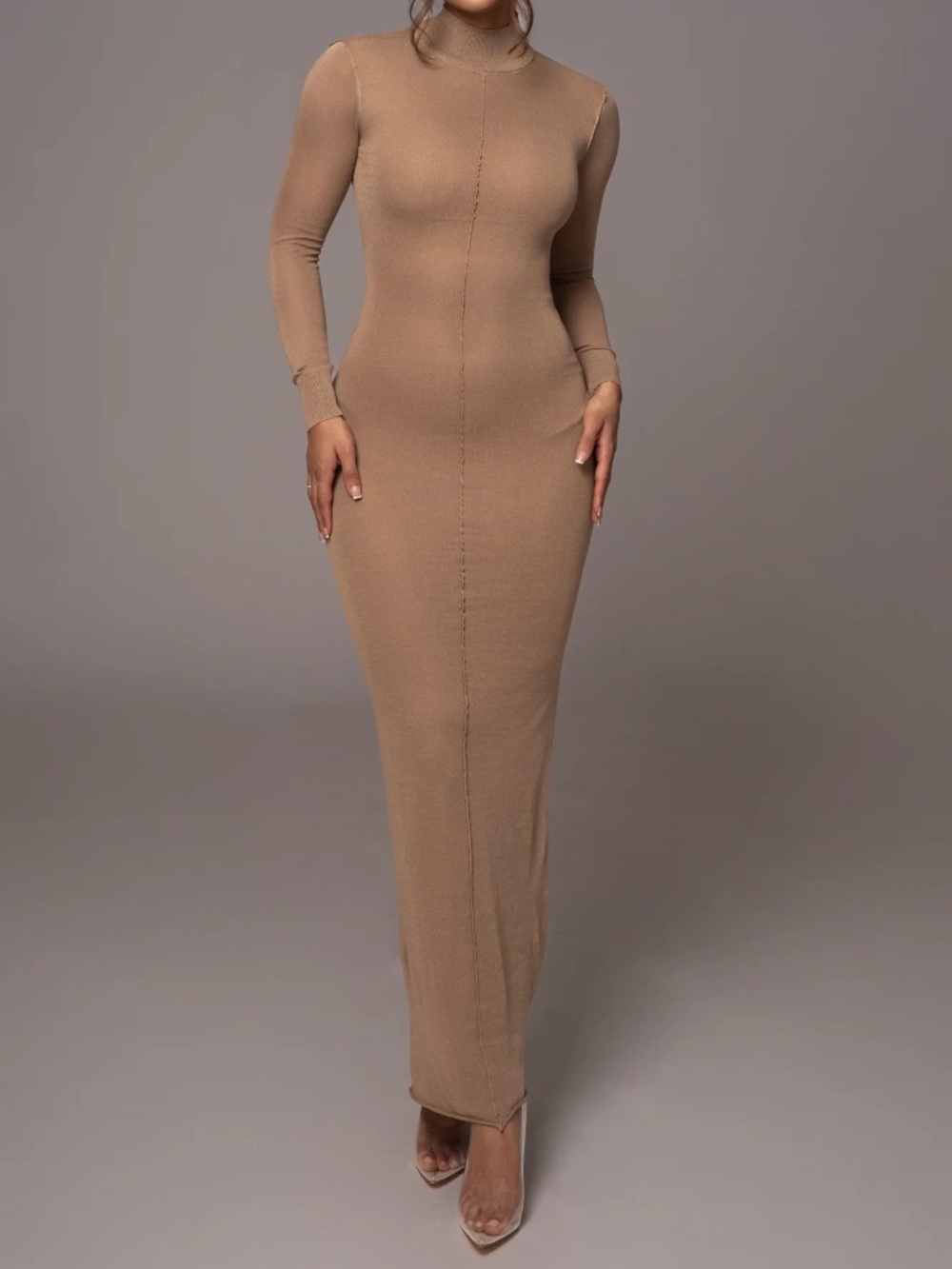 New w/tag Women's Black Mock Neck Maxi Dress - (S)  NECK MAXI DRESS